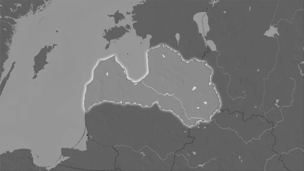 Letland Hoogteplattegrond Twee Niveaus Stereografische Projectie Rauwe Samenstelling Van Rasterlagen — Stockfoto
