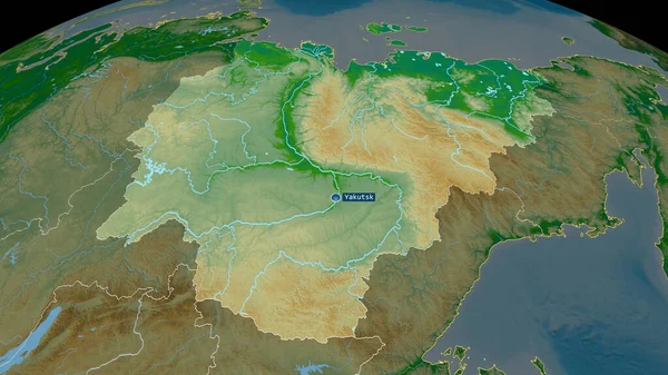 Sakha Republika Rosji Powiększyła Się Uwypukliła Kapitałem Główne Cechy Krajobrazu — Zdjęcie stockowe