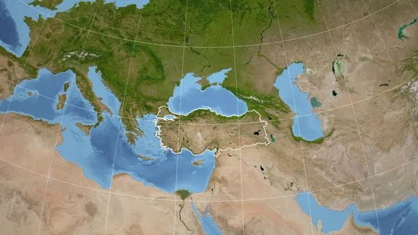 Turkiet Grannskap Avlägset Perspektiv Med Kontur Landet Satellitbilder — Stockfoto
