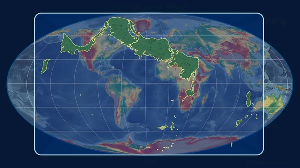 Turks Caicos Adaları Nın Yakınlaştırılmış Görüntüsü Mollweide Projeksiyonundaki Küresel Haritaya — Stok fotoğraf