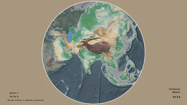 Das Gebiet Nepals Zentriert Kreis Seinen Kontinent Auf Dem Ungesättigten — Stockfoto
