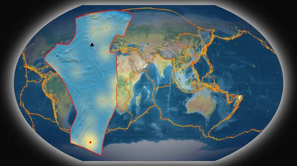 Placa Tectônica Niuafou Extrudida Apresentada Contra Mapa Topográfico Global Projeção — Fotografia de Stock