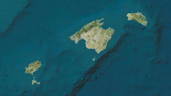 巴利亚斯群岛 西班牙自治区 卫星图像 形状与它的国家相对应 3D渲染 — 图库照片