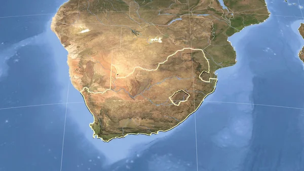 남아프리카와 이웃들 Distant Oblique Perspective Shape Outlined — 스톡 사진