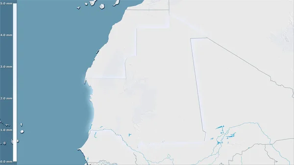 Neerslag Van Droogste Maand Mauritanië Stereografische Projectie Met Legende Rauwe — Stockfoto