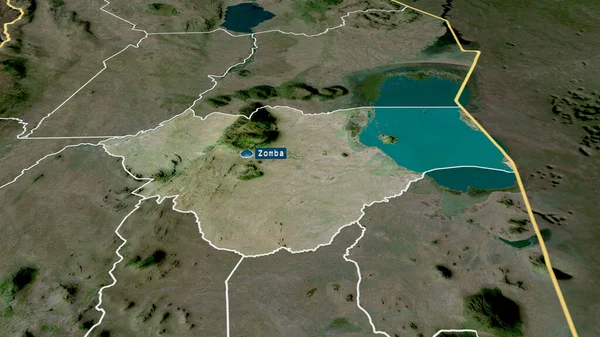 ゾンバ マラウィの地区が拡大し 首都が強調された 衛星画像 3Dレンダリング — ストック写真