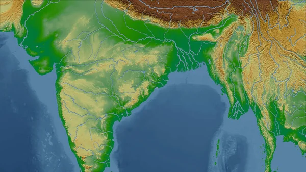 Myanmar Närbild Perspektiv Landet Ingen Översikt Färg Fysisk Karta — Stockfoto