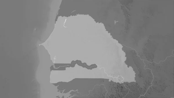 Сенегал Карті Підвищення Рівня Сірого Стереографічній Проекції Сира Композиція Растрових — стокове фото