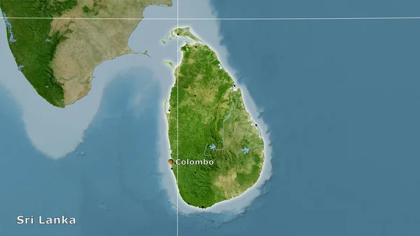Територія Шрі Ланки Супутниковій Карті Стереографічній Проекції Головний Склад — стокове фото