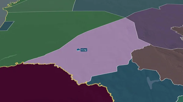 Brakna Region Mauretanii Powiększył Się Podkreślił Kapitałem Kolorowa Wyboista Mapa — Zdjęcie stockowe