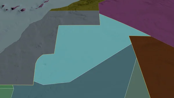 ティリス ゼモア モーリタニアの地域が拡大し 強調した 行政区画の色と衝突した地図 3Dレンダリング — ストック写真