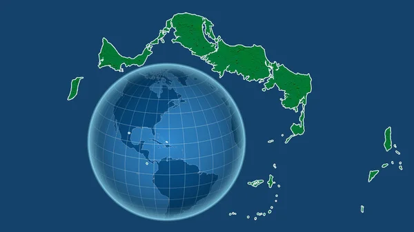 Ilhas Turks Caicos Globo Com Forma País Contra Mapa Ampliado — Fotografia de Stock