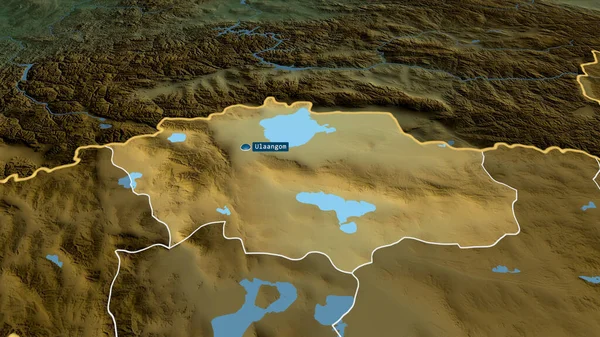 Uvs Province Mongolie Zoomé Mis Évidence Avec Capitale Principales Caractéristiques — Photo
