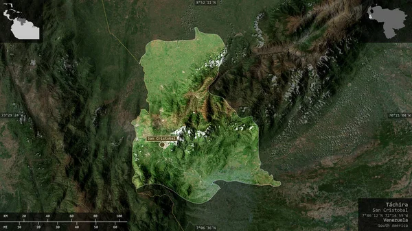 Tachira État Venezuela Imagerie Satellite Forme Présentée Contre Zone Pays — Photo