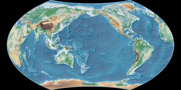 Světová Mapa Projekci Wagner Viii Soustředila 170 Západní Délky Barevné — Stock fotografie