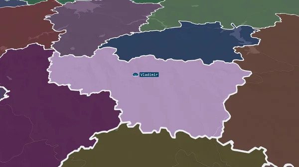 Vladimir Région Russie Zoomé Mis Évidence Avec Capital Carte Colorée — Photo