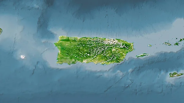 Porto Riko Bölgesi Uydu Haritasında Stereografik Projeksiyonda Raster Katmanlarının Ham — Stok fotoğraf