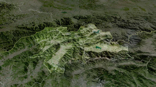 スロバキアのZilinsky 領域が拡大し 強調表示されました 衛星画像 3Dレンダリング — ストック写真