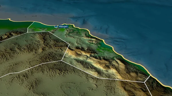 Muscat Prowincja Oman Powiększona Podkreślona Kapitałem Główne Cechy Krajobrazu Fizycznego — Zdjęcie stockowe
