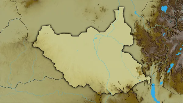 Obszar Sudanu Południowego Topograficznej Mapie Pomocy Projekcji Stereograficznej Surowa Kompozycja — Zdjęcie stockowe