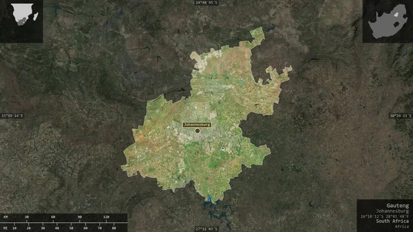 Gauteng Provinz Von Südafrika Satellitenbilder Gestalt Die Sich Mit Informativen — Stockfoto