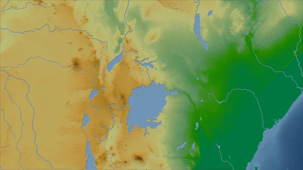 Kenia Zbliżenie Perspektywy Kraju Bez Zarysu Kolor Mapa Fizyczna — Zdjęcie stockowe