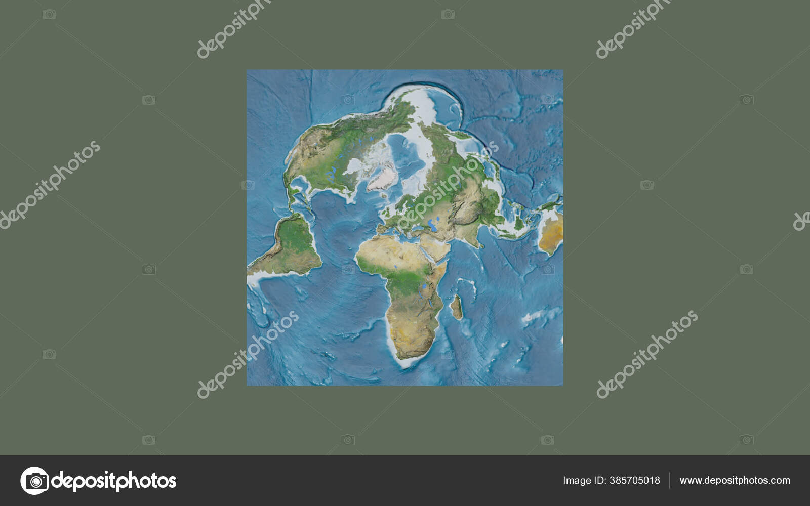 Квадратный Каркас Крупномасштабной Карты Мира Косой Проекции Ван.