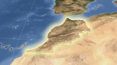 Fas ve mahallesi. Uzak eğimli perspektif - şekil parlıyordu. uydu resimleri