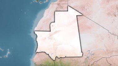 Stereografik projeksiyondaki C uydusu haritasında Moritanya alanı - koyu parlak dış hatlı raster tabakalarının ham bileşimi