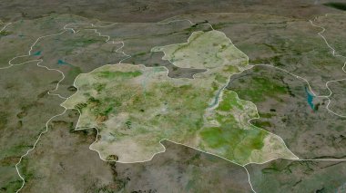 Bauchi - Nijerya eyaleti yakınlaştırıldı ve altı çizildi. Uydu görüntüleri. 3B görüntüleme