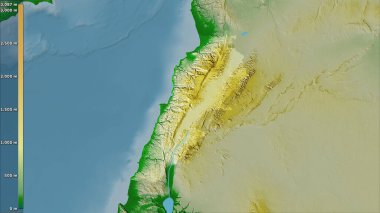 Lübnan bölgesinde, efsanevi stereografik projeksiyondaki fiziksel harita - raster katmanlarının ham bileşimi