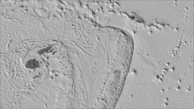 Van der Grinten I projeksiyonundaki (eğik dönüşüm) bilek yükseklik haritasında Niuafoou tektonik plakasının komşuları. Ham bileşik - ana hatları yok