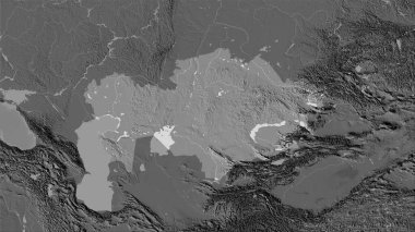 Stereografik projeksiyondaki bilek yüksekliği haritasında Kazakistan bölgesi - raster katmanlarının ham bileşimi