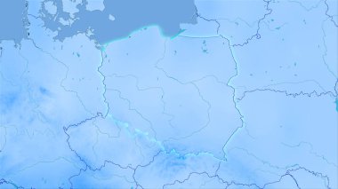 Polonya 'nın stereografik projeksiyondaki yıllık yağış alanı - ışık saçan ana hatlı raster tabakalarının ham bileşimi