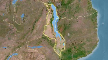 Stereografik projeksiyondaki C uydusundaki Malawi alanı - ışık saçan ana hatlı raster katmanlarının ham bileşimi