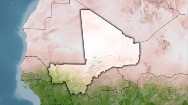 Stereografik projeksiyondaki C uydusunun üzerindeki Mali bölgesi - koyu parlak dış hatlı raster tabakalarının ham bileşimi