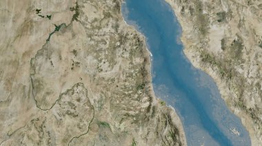 Kızıl Deniz, Sudan eyaleti. Uydu görüntüleri. Ülke alanına göre şekillendirilmiş. 3B görüntüleme