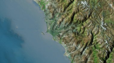 Lima Province, province of Peru. Satellite imagery. Shape outlined against its country area. 3D rendering clipart