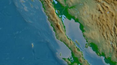Baja California, Meksika eyaleti. Gölleri ve nehirleri olan renkli gölge verileri. Ülke alanına göre şekillendirilmiş. 3B görüntüleme