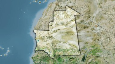 Stereografik projeksiyondaki D uydusundaki Moritanya alanı - koyu parlak dış hatlı raster tabakalarının ham bileşimi