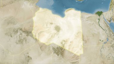 Stereografik projeksiyondaki B uydusunun Libya bölgesi - ışık saçan ana hatlı raster tabakalarının ham bileşimi