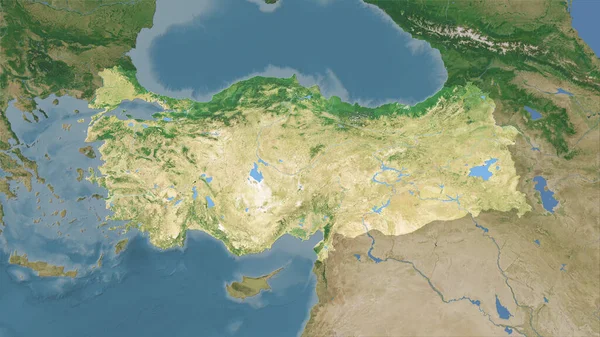 Turquia Área Mapa Satélite Projeção Estereográfica Composição Bruta Camadas Raster — Fotografia de Stock