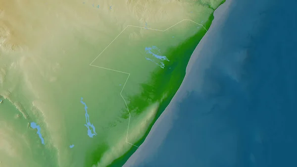 Mudug Regione Della Somalia Dati Ombreggiatura Colorati Con Laghi Fiumi — Foto Stock