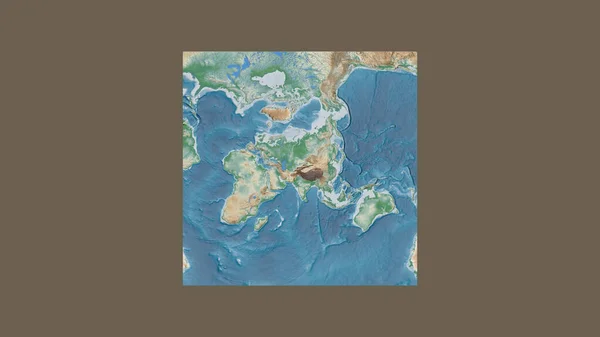 Cuadro Cuadrado Del Mapa Gran Escala Del Mundo Una Proyección — Foto de Stock