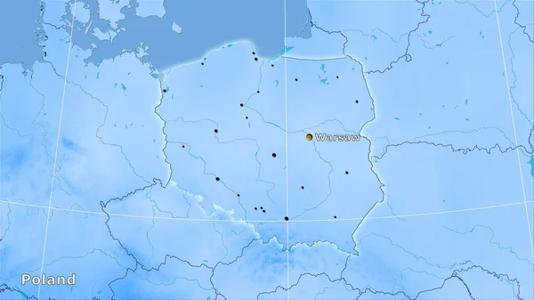 立体投影中的年降水量图上的波兰地区 主要组成 — 图库照片