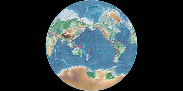 Světová Mapa Van Der Grintenově Projekci Soustřeďuje 170 Západní Délky — Stock fotografie