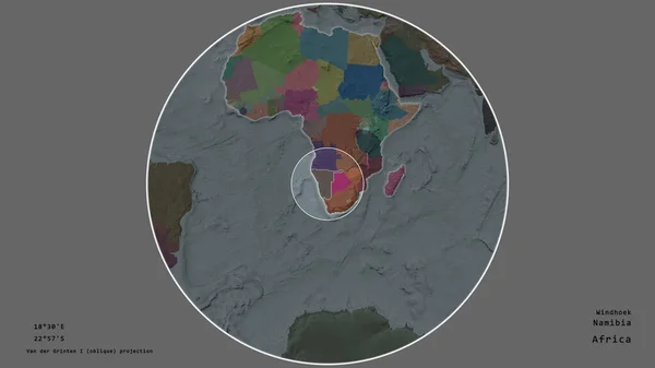 Bereich Von Namibia Mit Einem Kreis Auf Der Großformatigen Landkarte — Stockfoto