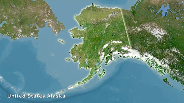 Amerikai Egyesült Államok Alaszka Terület Műholdas Térképen Sztereográfiai Vetítés Összetétele — Stock Fotó