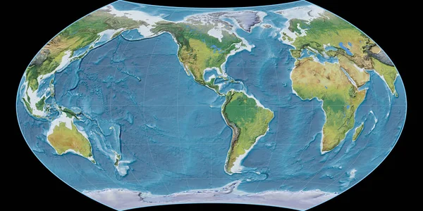 Карта Мира Проекции Вагнера Viii Сосредоточена Западной Долготе Основные Физиографические — стоковое фото