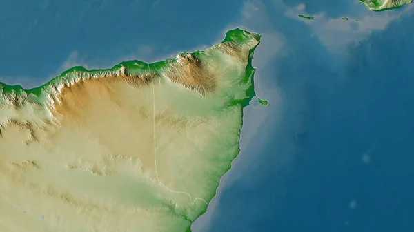 ソマリアのバーリ地方 湖や川と色シェーダーデータ 形状は その国の領域に対して概説 3Dレンダリング — ストック写真